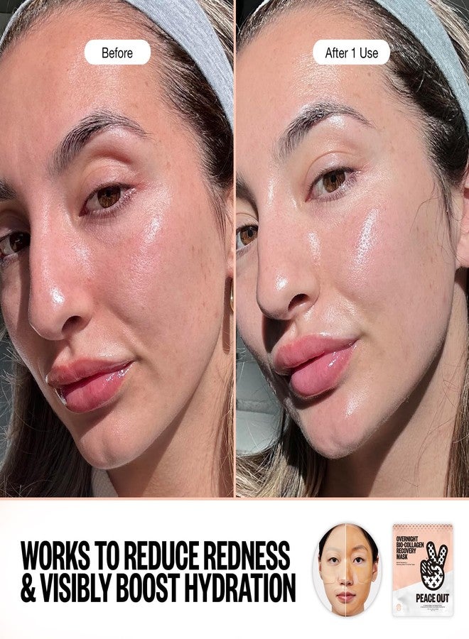 PEACE OUT Overnight Bio-Collagen Recovery Face Mask, Hydrating Overnight Sheet Mask with Vegan Collagen and Hyaluronic Acid, Helps Calm and Restore Skin, 1 Count - Image 2